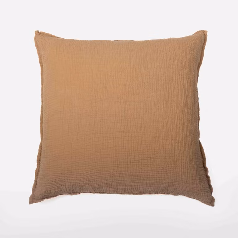 Funda de almohada de gasa de algodón Maison d'été color marrón 65 x 65 cm