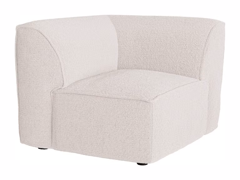 Sillón rinconero Camilio de Maison Céphy en chenilla beige con estructura de madera sólida
