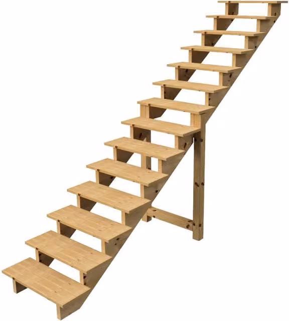 Escalera exterior de madera Vinuovo para jardín o terraza, color verde, 14 peldaños, Ancho: 80 cm, Altura: 241 cm