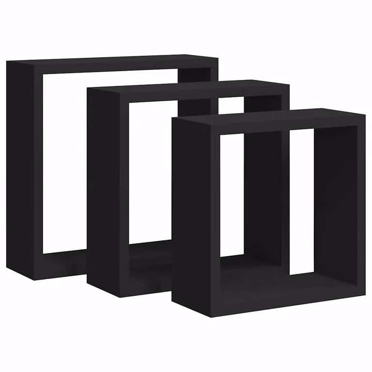 Set de 3 estantes de pared en esquina vidaXL de MDF color negro
