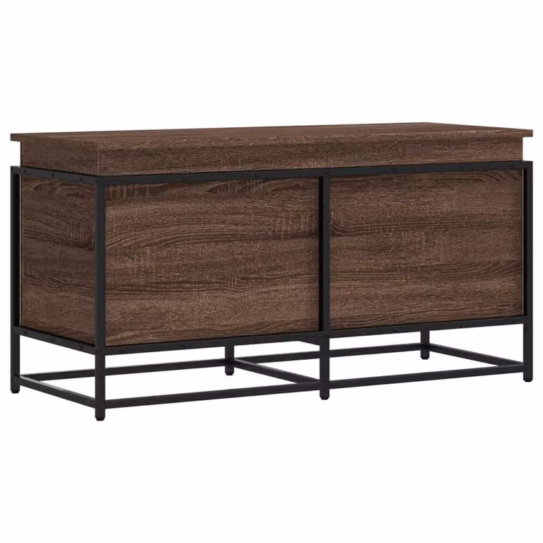 Caja de almacenaje con tapa de madera vidaXL en color marrón roble, An/P/Al: 100 x 40 x 51,5 cm