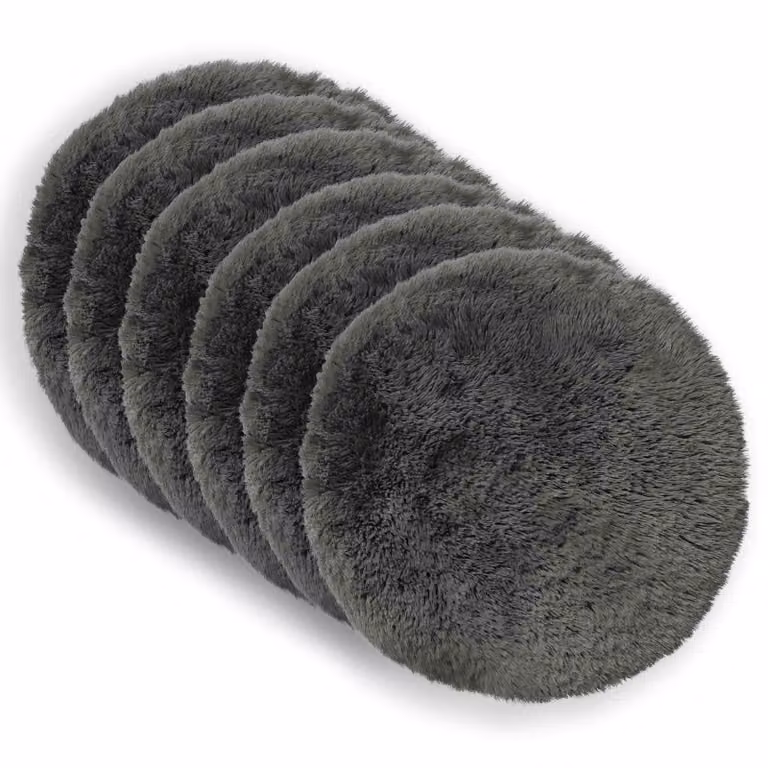 Set de 6 fundas de almohada redondas vidaXL HEERLEN en tejido polar gris claro, Diámetro: 40 cm