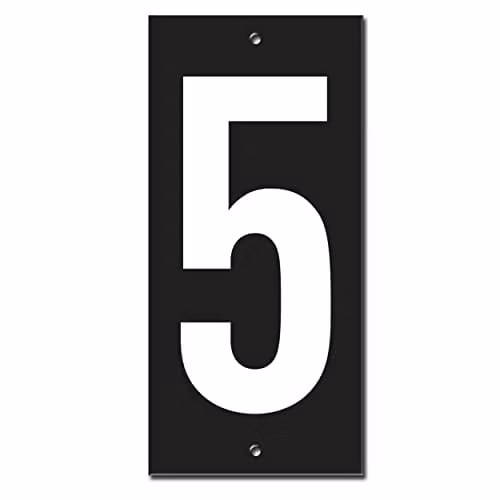 Placa de señalización con número 5 Thirard en color negro y gris, An/Al: 130 x 56 mm