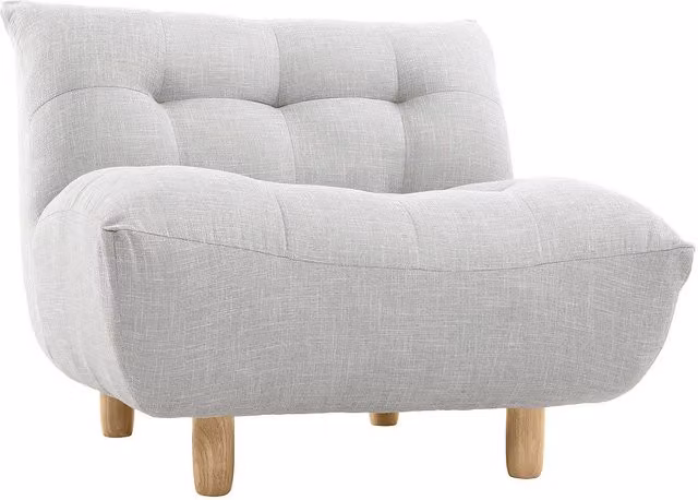 Sillón de diseño escandinavo Yumi de Miliboo en gris y madera de roble