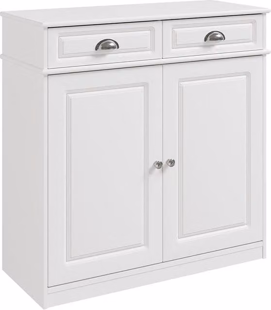 Armario zapatero moderno SoBuy blanco con 2 puertas y 2 cajones An/P/Al: 80 x 35 x 82.2 cm