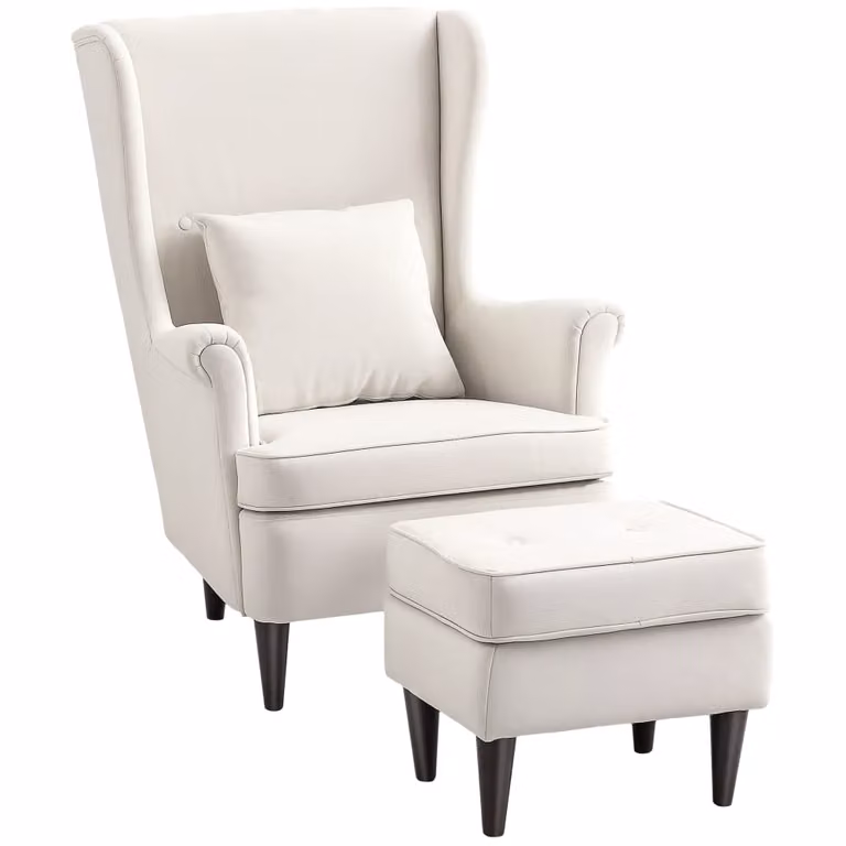 Sillón moderno Homcom con reposapiés integrado en color beige, An/P/Al: 75 x 83 x 104 cm