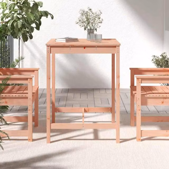 Mesa de jardín SYFAX de madera maciza Douglas en color marrón, An/P/Al: 82,5 x 82,5 x 110 cm