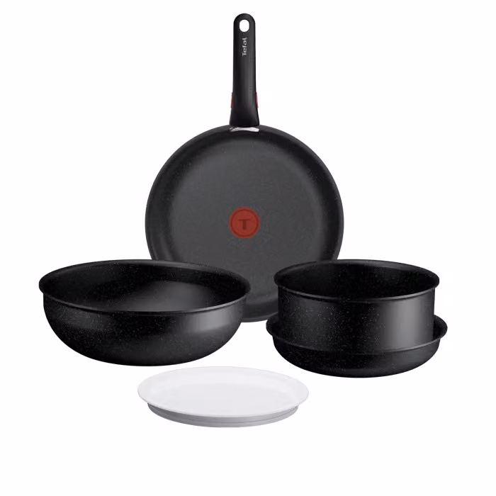 Set de 6 piezas de sartenes Tefal Ingenio Expertise en color negro con revestimiento antiadherente cerámico y tecnología Thermo-Signal para inducción
