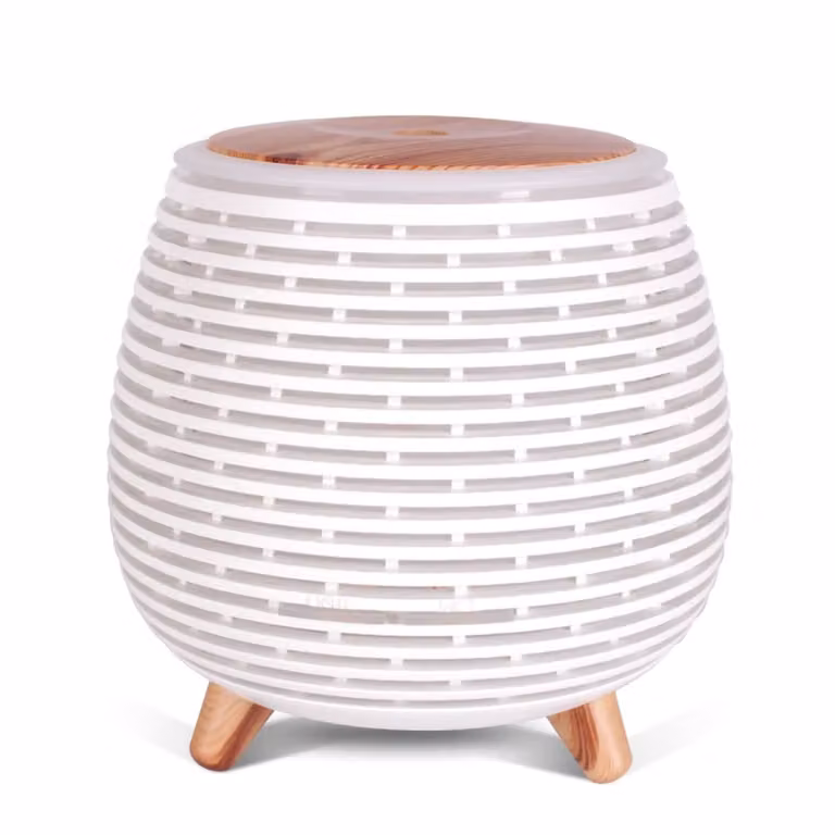 Difusor de aceites esenciales ultrasónico Zen'Arôme Lola, modelo eléctrico USB con iluminación LED y apagado automático, color blanco, Altura: 12 cm