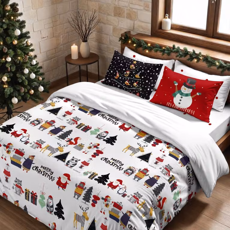 Funda nórdica de Navidad Decolores Home multicolor en poliéster, An/P/Al: 140 x 200 cm
