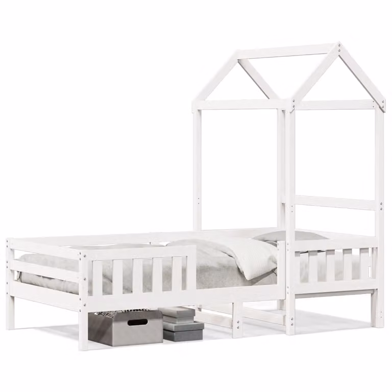 Estructura de cama infantil tipo cabaña vidaXL de madera de pino blanca An/P/Al: 190 x 75 x 56 cm