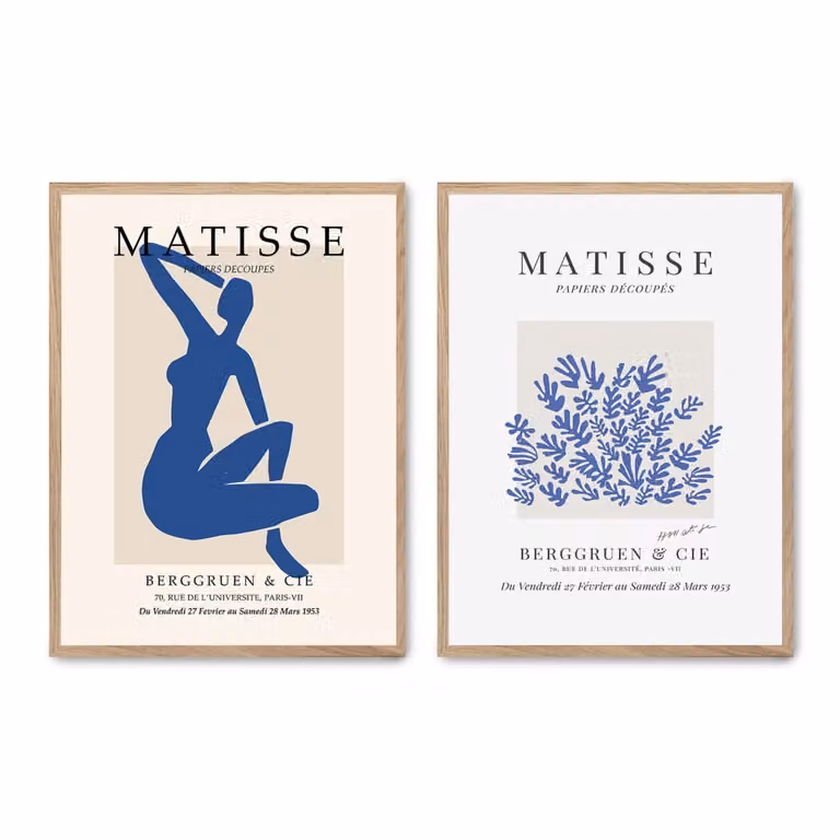 Set de 2 pósteres abstractos y gráficos de Poster Lab, multicolor, con marco de madera, An/Al: 50 x 70 cm