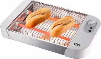 Tostadora Edm de 600 W en color blanco con acabado en plástico
