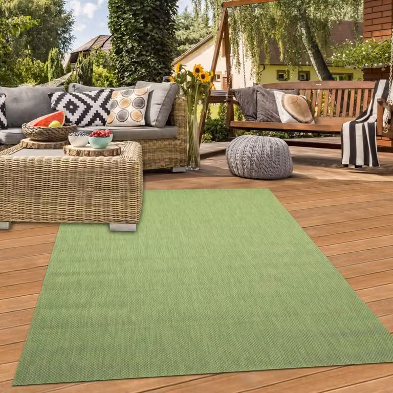 Alfombra Teppich-Traum de efecto sisal para interior y exterior de Unidesign, color verde, An/P: 80 x 150 cm