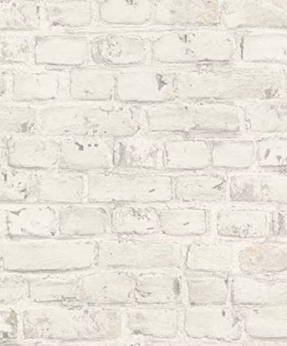 Papel pintado Rasch con aspecto de piedra en color blanco, diseño abstracto e industrial de tejido no tejido lavable