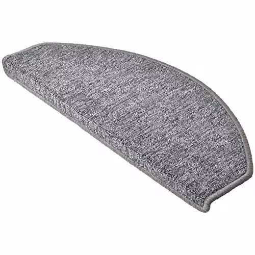 Set de 15 alfombras semicirculares para peldaños de escalera Beautissu, color gris, de polipropileno y autoadhesivas