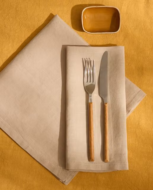 Set de 2 servilletas de lino beige de El Corte Inglés