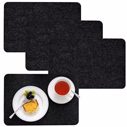 Set de 4 salvamanteles individuales DuneDesign de fieltro sintético color antracita, An/P: 43 x 30 cm