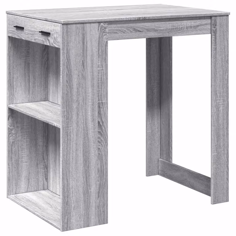 Mesa alta de bar vidaXL en madera de MDF laminada color gris sonoma, An/P/Al: 102 x 70 x 103,5 cm