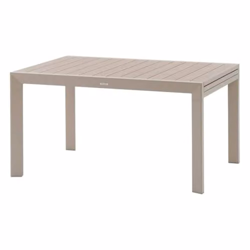 Mesa de jardín extensible Hesperide Évasion con efecto lino y madera de arcilla en aluminio para 10 personas