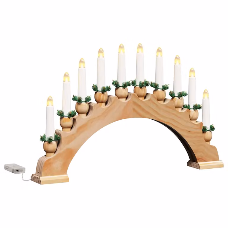 Arco de Adviento de Navidad vidaXL de madera con 10 velas LED blanco cálido en color marrón y blanco