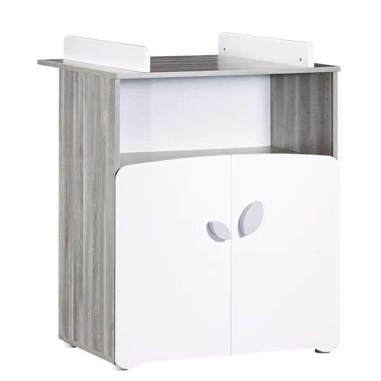 Cambiador Baby Price de madera lacada con 2 puertas en color gris y blanco, An/P/Al: 97 x 76 x 66 cm