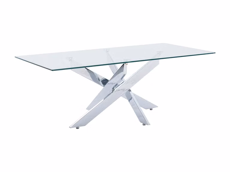 Mesa de centro rectangular de vidrio transparente y metal plateado COSIMA An/P/Al: 60 x 45 x 60 cm