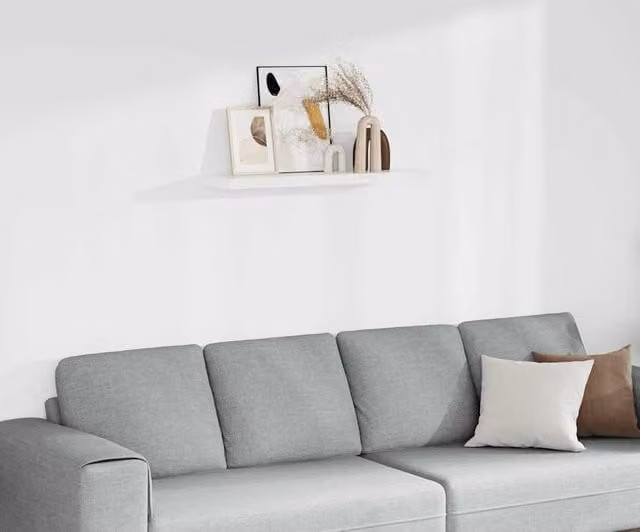 Estante flotante de pared vidaXL en MDF blanco con acabado mate An/P/Al: 90 x 23,5 x 3,8 cm