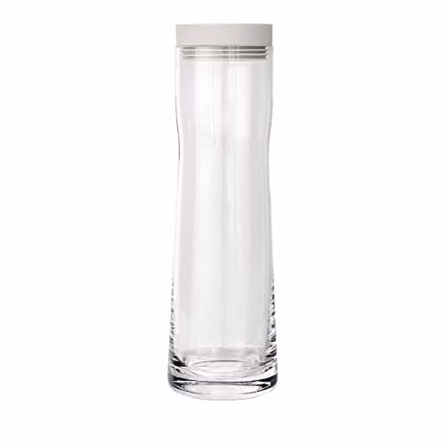 Jarra de agua Splash de Blomus en vidrio con tapa, capacidad de 1 l, color blanco y plata, An/P/Al: 9 x 9 x 29,5 cm