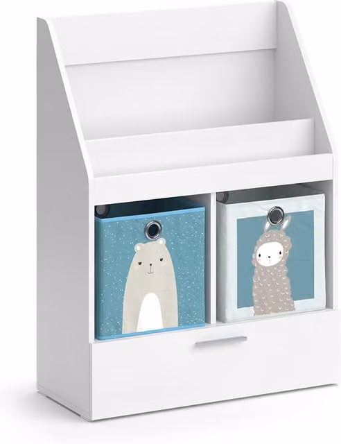 Estantería infantil Vicco Luigi en color blanco con cajón y 2 cajas plegables, An: 72 cm, Al: 96,2 cm