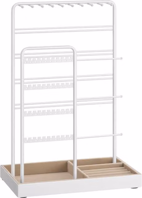 Soporte para joyas Songmics de metal y textil en blanco o marrón, An/P/Al: 35,8 x 24 x 14 cm