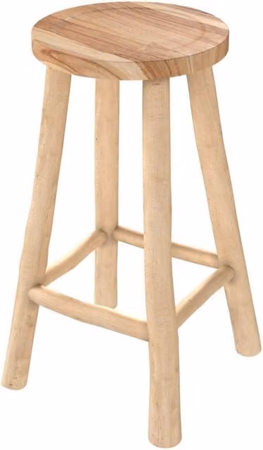 Taburete de bar de media altura ika de teca color marrón con altura de 67 cm