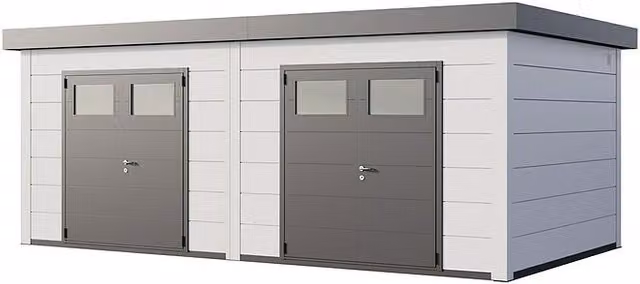 Caseta de jardín moderna Telluria de acero galvanizado en color blanco o antracita, An/Pr: 672 x 388 cm