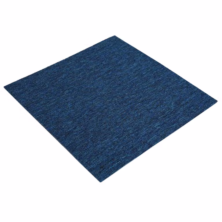 Set de 4 azulejos de alfombra modernos vidaXL en color azul, fabricados en polipropileno con pelo en bucle, An/P: 50 x 50 cm