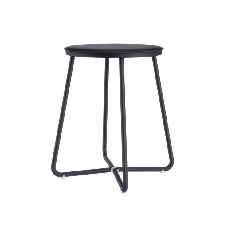 Taburete Cosmic de estilo mid-century en color negro y multicolor con acabado mate y estructura de metal