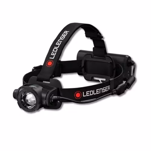 Linterna frontal recargable Ledlenser H15R Core negra con tecnología LED de 2500 lúmenes y protección IP68