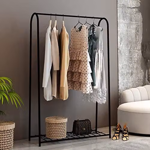 Perchero burro en.casa con estante y barra para ropa en metal negro mate An/P/Al: 89 x 33 x 145 cm
