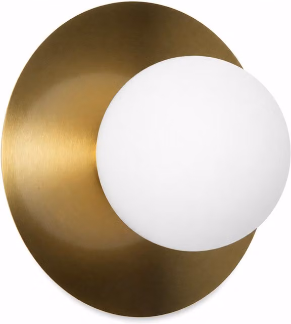 Aplique de pared moderno ALPINALUZ de metal dorado y cristal blanco con bola de vidrio para casquillo E27