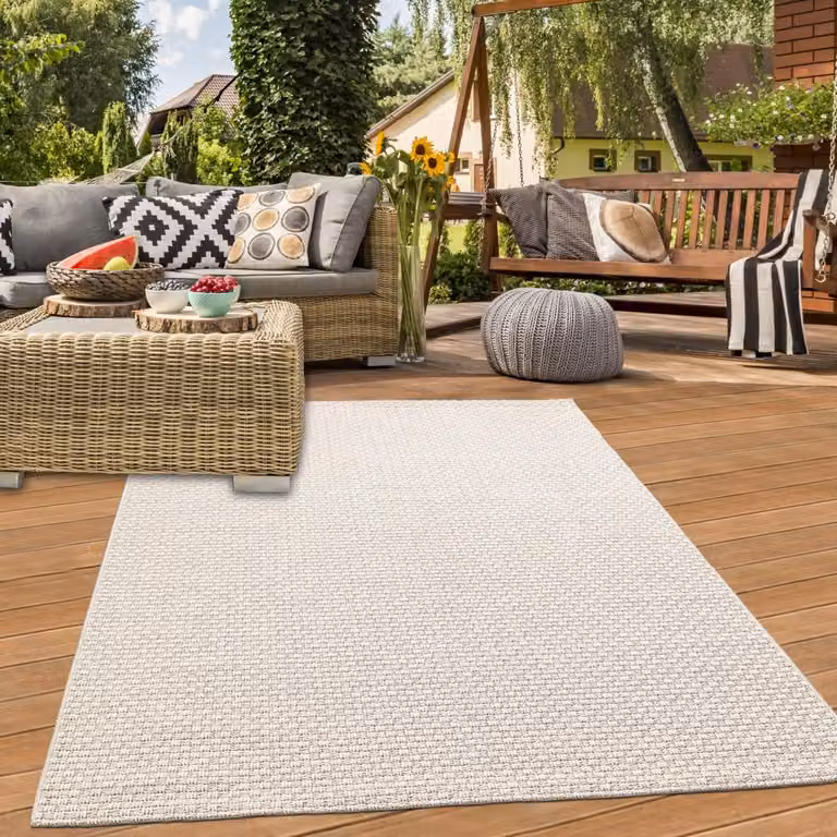Alfombra Teppich-Traum de tejido plano para interior y exterior en color beige, An x Al: 200 x 290 cm