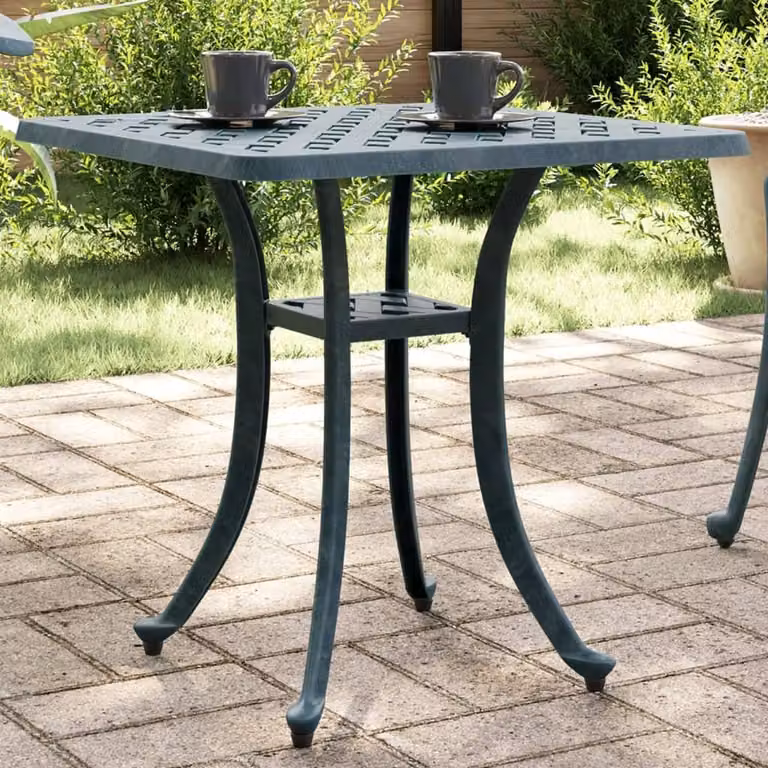 Mesa de jardín Syfax de aluminio fundido verde con acabado mate, An/P/Al: 53 x 53 x 53 cm