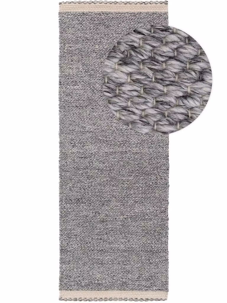 Alfombra Benuta de material reciclado gris con diseño abstracto, An/P: 70 x 200 cm