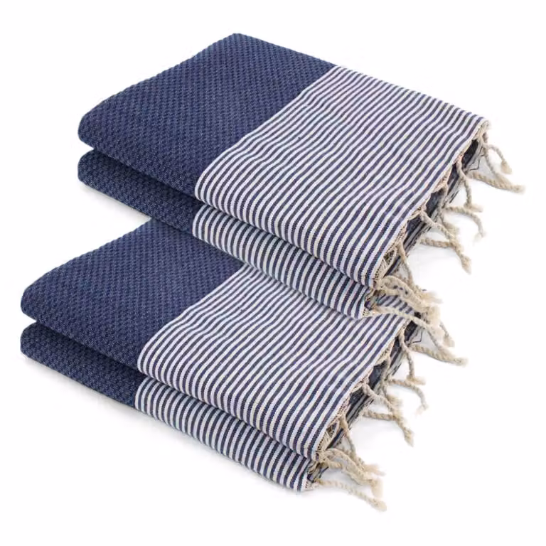 Juego de 2 fundas de almohada Febronie de algodón con diseño de nido de abeja, color azul vaquero, An/P: 200 x 200 cm