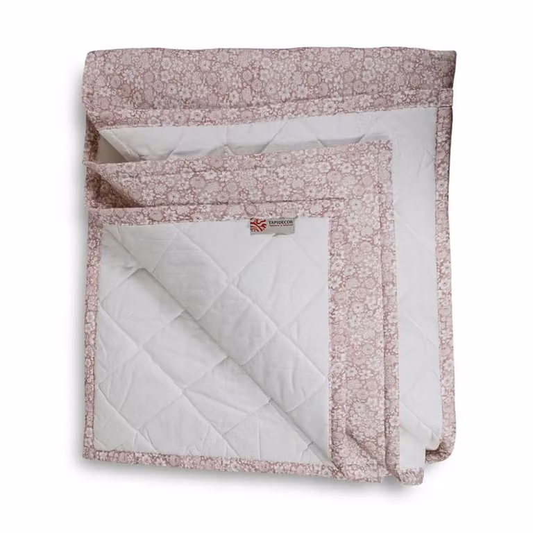 Plaid pie de cama acolchado con diseño floral rosa de TAPIDECOR