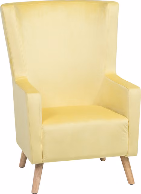 Sillón orejero retro Beliani en terciopelo amarillo con estructura de madera An/P/Al: 74 x 60 x 108 cm