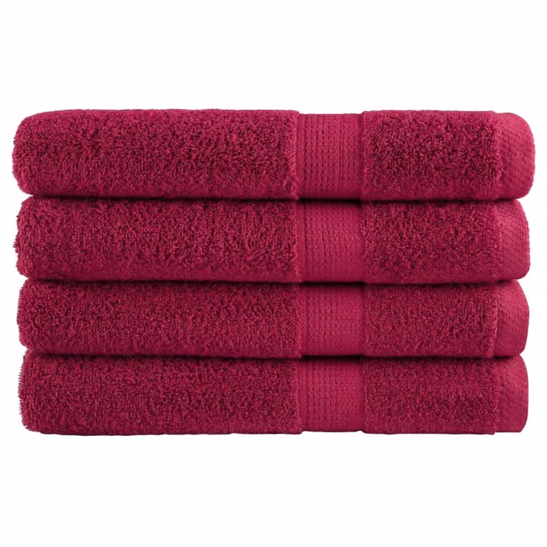 Pack de 4 toallas de sauna SOLUND de vidaXL en color rojo, de algodón rizo con gramaje de 600 gsm, An: 80 cm, Al: 200 cm
