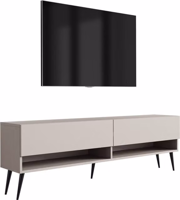 Mueble de TV moderno 3XE LIVING en color cachemira con patas de metal negras, An/P/Al: 170 x 52 x 32 cm