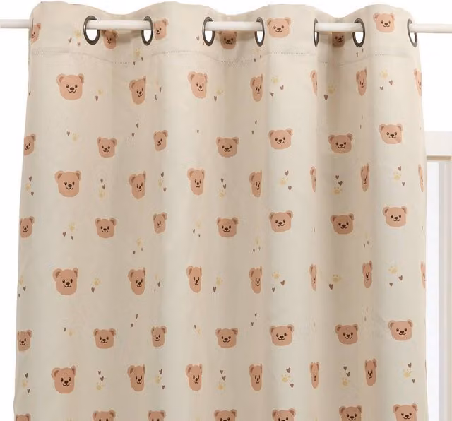 Cortina Opaca Billie de Atmosphera para Niños con Motivos de Animales, Color Beige, An: 140 cm, Al: 260 cm
