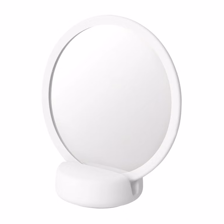Espejo de mesa redondo Blomus Sono Vanity en cerámica blanca Ø17 cm