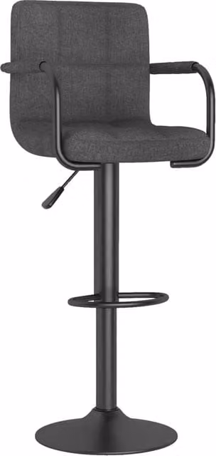 Set de 2 taburetes de cocina SYFAX en tela gris oscuro y estructura de metal negro con estilo moderno