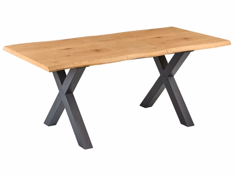 Mesa de comedor extensible Beliani de estilo moderno con tapa de madera MDF laminada y estructura de metal en color marrón y negro para 6 personas